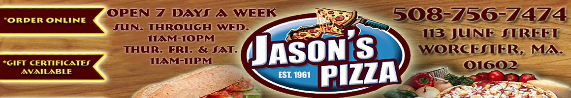 Eating Greek Italian at Jason's Pizza restaurant in Worcester, MA.